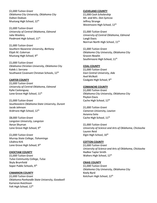 2023 OKLAHOMA SCHOLARSHIP RECIPIENTS - Page 2