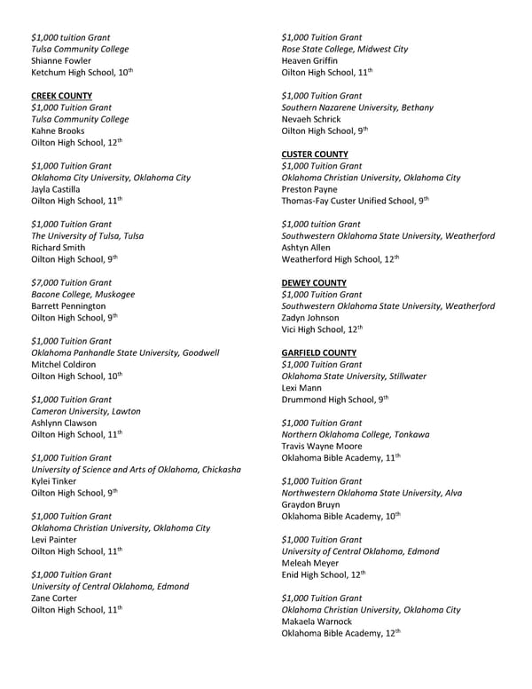 2023 OKLAHOMA SCHOLARSHIP RECIPIENTS - Page 3