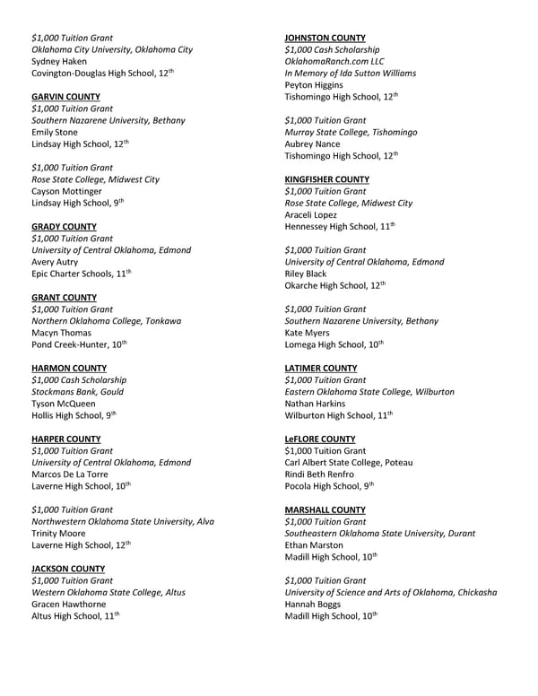 2023 OKLAHOMA SCHOLARSHIP RECIPIENTS - Page 4