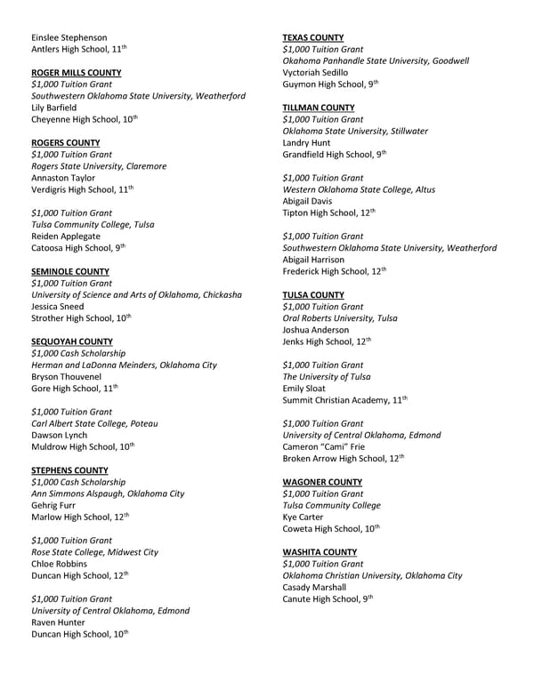 2023 OKLAHOMA SCHOLARSHIP RECIPIENTS - Page 7